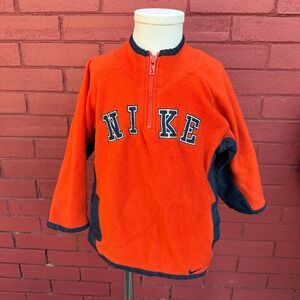 Vtg Y2K Nike Orange Fleece Pullover Sweatshirt Size 3T Quarter Zip‎ Gray Tag